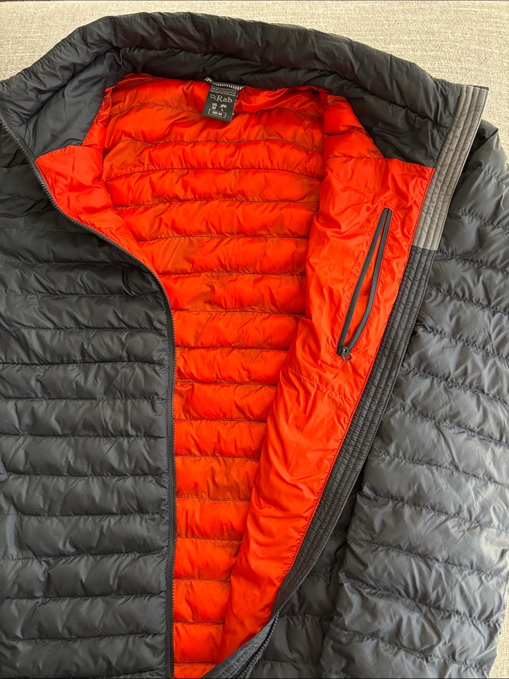 Rab Men's Lightweight Grey Packable Jacket with Orange Accents - Picture 7 of 10